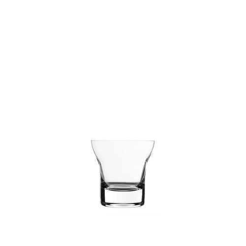 Clear glass tumbler on a white background