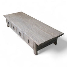 Load image into Gallery viewer, Overhead view of rectangular elm coffee table in natural finish