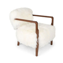 Laden Sie das Bild in den Galerie-Viewer, Sheepskin and Walnut Lounge Chair