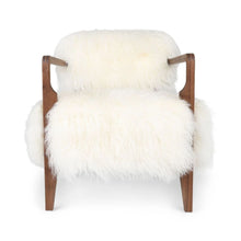 Laden Sie das Bild in den Galerie-Viewer, Sheepskin and Walnut Lounge Chair