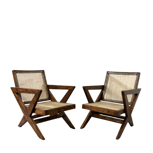 Pierre Jeanneret X-Leg Lounge Chairs, Chandigarh