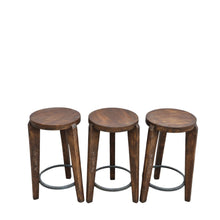 Load image into Gallery viewer, Set of 3 Teak and Iron PJ-SI-22-A Stools