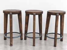 Load image into Gallery viewer, Set of 3 Teak and Iron PJ-SI-22-A Stools
